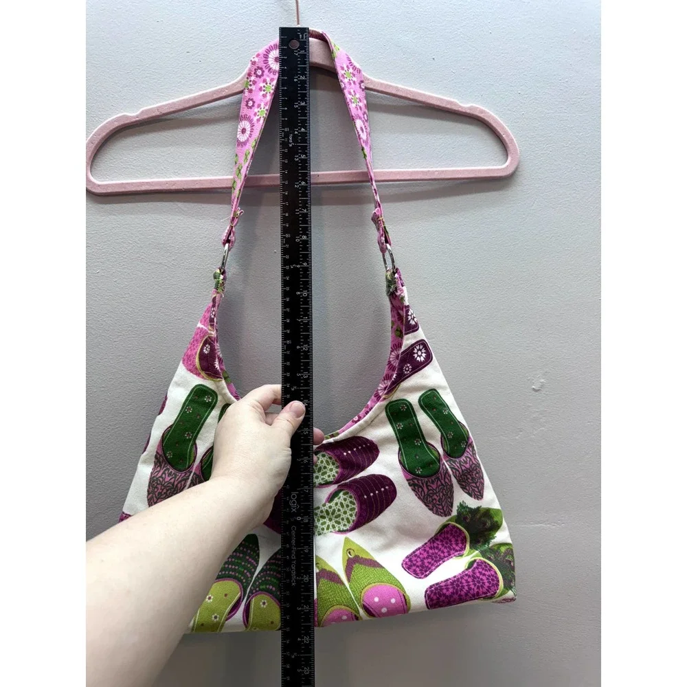 Women's Satin House SlipperPink Green Floral Shoulder bag, Fully Lined, EUC